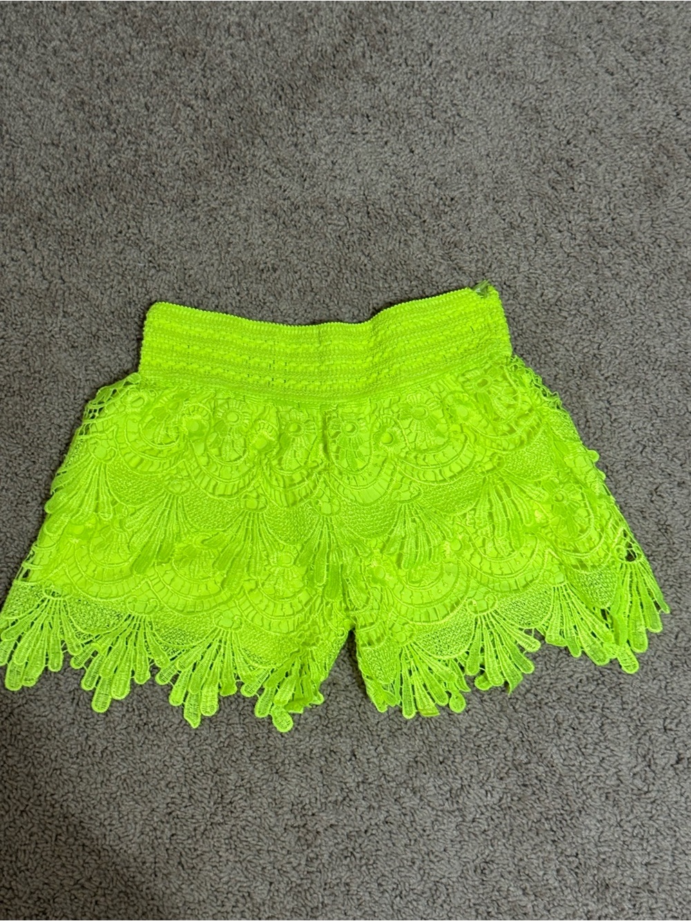 High-Waist Neon Lace Crochet Shorts